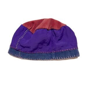 Vintage Handmade Patchwork Beanie Hat Cap Multicolor Reversible Corduroy 90s